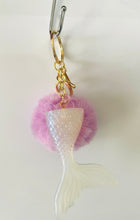 Load image into Gallery viewer, Mermaid Tail Pom Pom Keyrings
