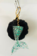 Load image into Gallery viewer, Mermaid Tail Pom Pom Keyrings

